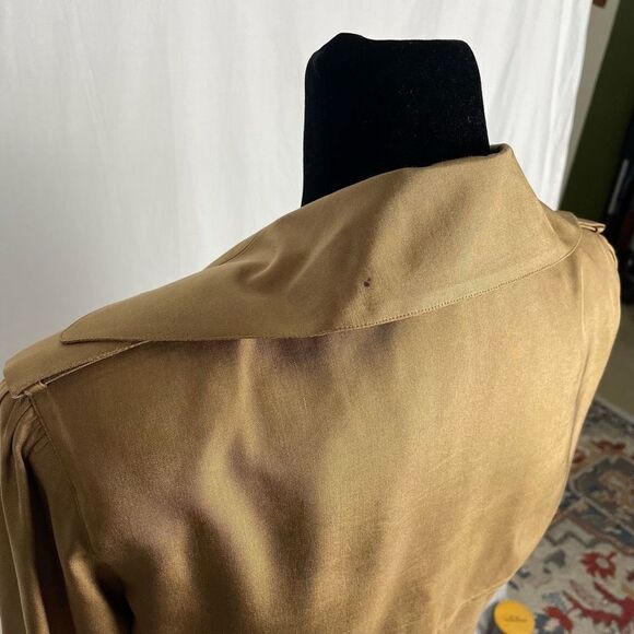 Vintage Levante’ 100% Silk Shoulder Pad Safari Blouse - Women’s 6 - Picture 6 of 8